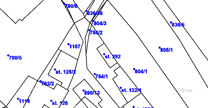 Parcela st. 292 v KÚ Sobíňov, Katastrální mapa