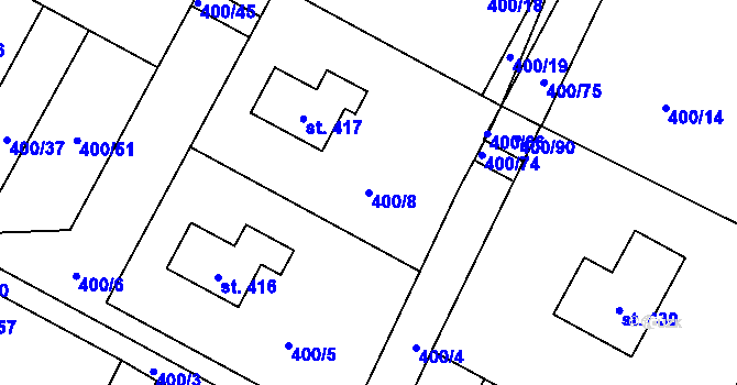 Parcela st. 400/8 v KÚ Sobíňov, Katastrální mapa