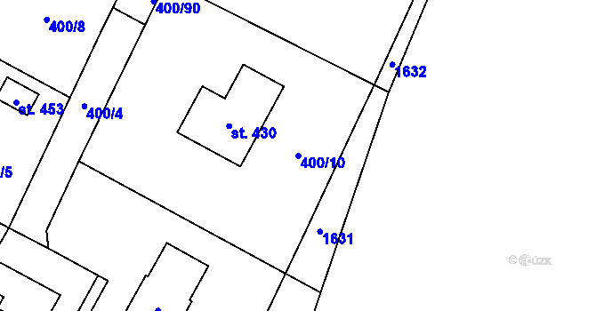 Parcela st. 400/10 v KÚ Sobíňov, Katastrální mapa