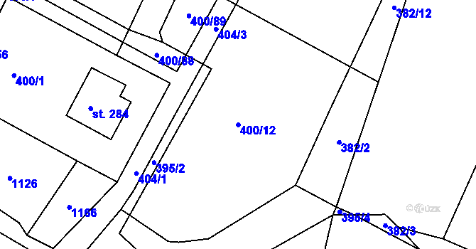 Parcela st. 400/12 v KÚ Sobíňov, Katastrální mapa