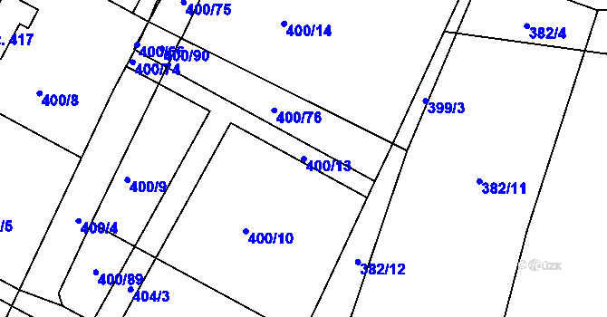 Parcela st. 400/13 v KÚ Sobíňov, Katastrální mapa