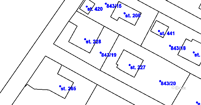 Parcela st. 843/19 v KÚ Sobíňov, Katastrální mapa