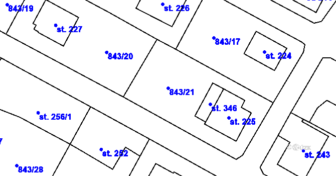 Parcela st. 843/21 v KÚ Sobíňov, Katastrální mapa