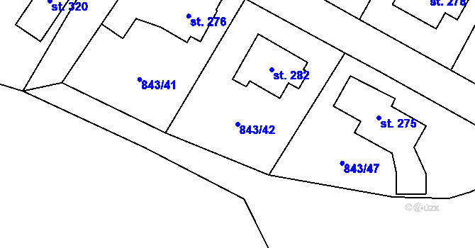 Parcela st. 843/42 v KÚ Sobíňov, Katastrální mapa