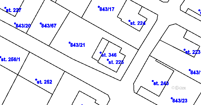 Parcela st. 346 v KÚ Sobíňov, Katastrální mapa