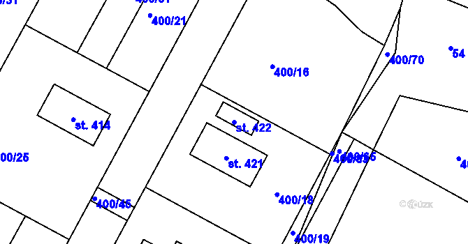 Parcela st. 422 v KÚ Sobíňov, Katastrální mapa