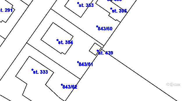Parcela st. 439 v KÚ Sobíňov, Katastrální mapa