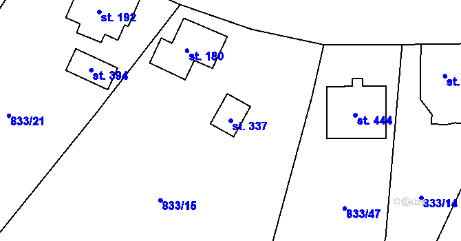 Parcela st. 337 v KÚ Sobíňov, Katastrální mapa