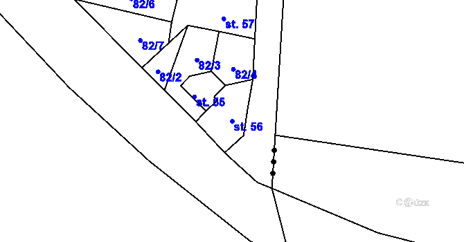 Parcela st. 56 v KÚ Sobíšky, Katastrální mapa
