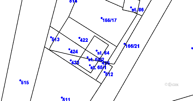 Parcela st. 64 v KÚ Sobíšky, Katastrální mapa