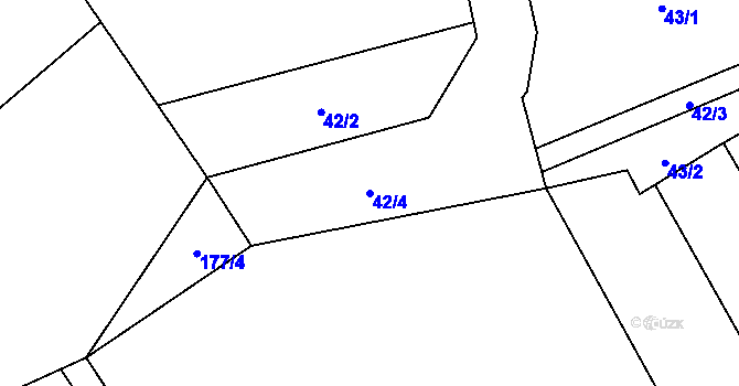 Parcela st. 42/4 v KÚ Sobíšky, Katastrální mapa