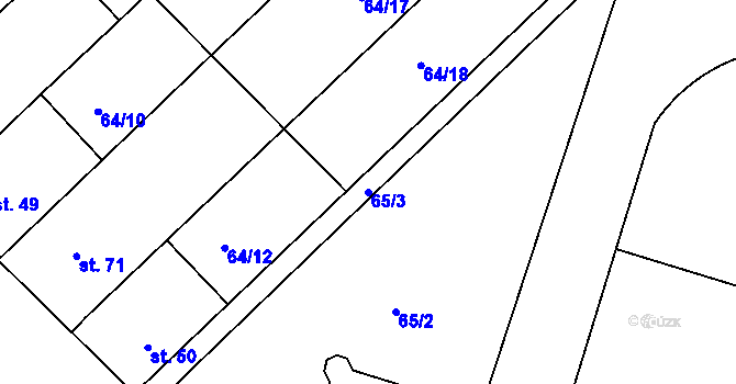 Parcela st. 65/3 v KÚ Sobíšky, Katastrální mapa