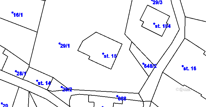 Parcela st. 15 v KÚ Sobkovice, Katastrální mapa