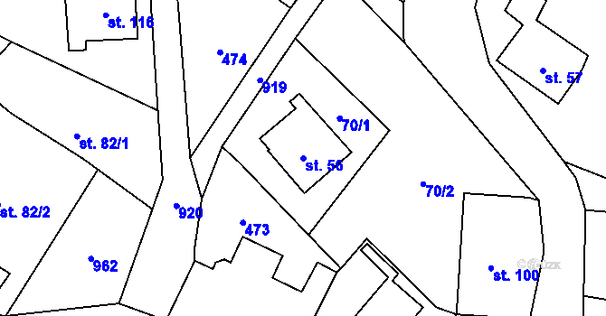 Parcela st. 56 v KÚ Sobkovice, Katastrální mapa