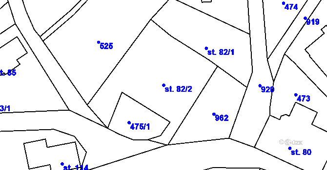Parcela st. 82/2 v KÚ Sobkovice, Katastrální mapa