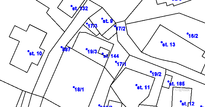 Parcela st. 144 v KÚ Sobkovice, Katastrální mapa