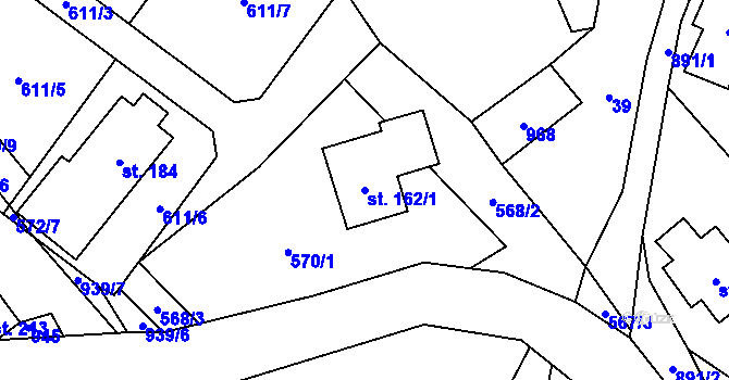 Parcela st. 162/1 v KÚ Sobkovice, Katastrální mapa