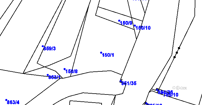 Parcela st. 150/1 v KÚ Sobkovice, Katastrální mapa