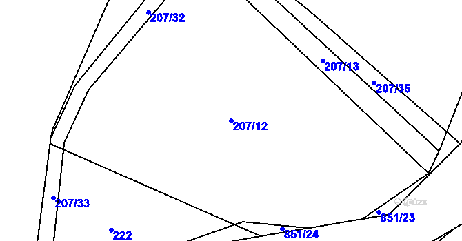 Parcela st. 207/12 v KÚ Sobkovice, Katastrální mapa