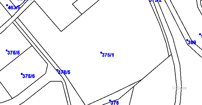 Parcela st. 375/1 v KÚ Sobkovice, Katastrální mapa