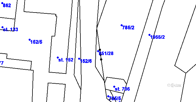 Parcela st. 851/28 v KÚ Sobkovice, Katastrální mapa