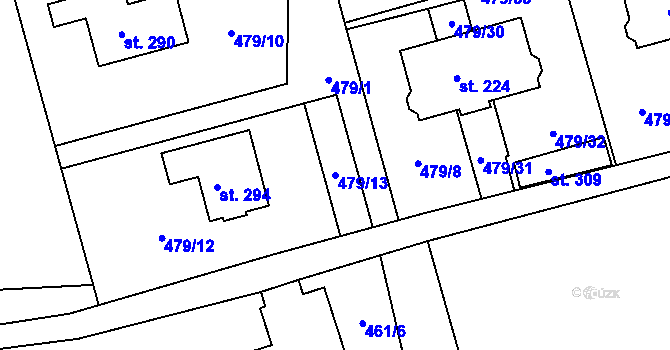 Parcela st. 479/13 v KÚ Sobkovice, Katastrální mapa