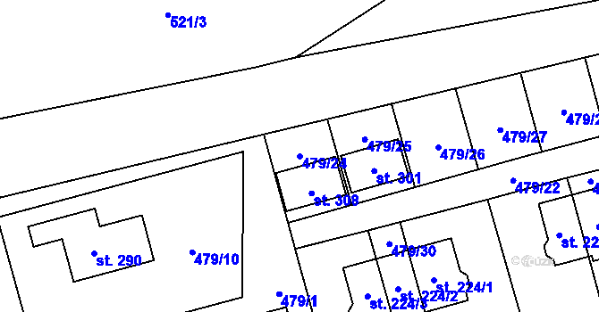 Parcela st. 479/24 v KÚ Sobkovice, Katastrální mapa