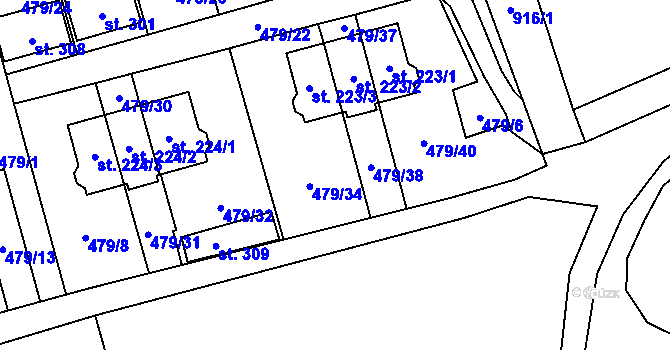 Parcela st. 479/36 v KÚ Sobkovice, Katastrální mapa