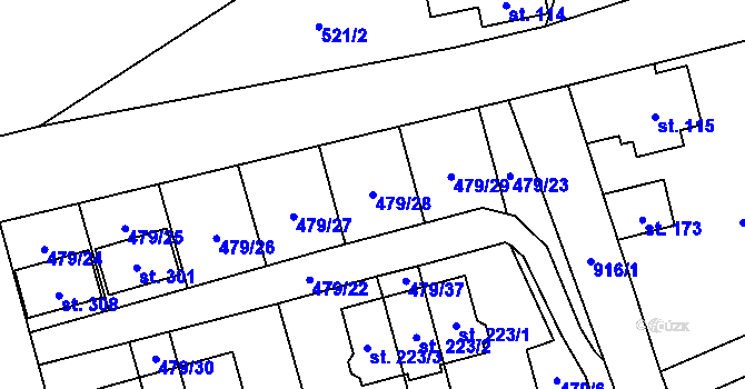 Parcela st. 479/28 v KÚ Sobkovice, Katastrální mapa