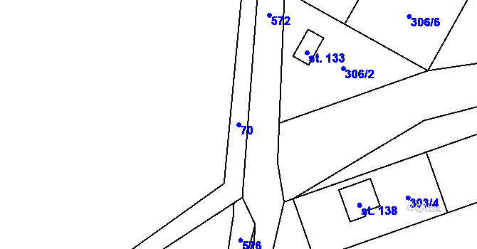 Parcela st. 70 v KÚ Klepáčov, Katastrální mapa