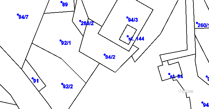 Parcela st. 94/2 v KÚ Klepáčov, Katastrální mapa