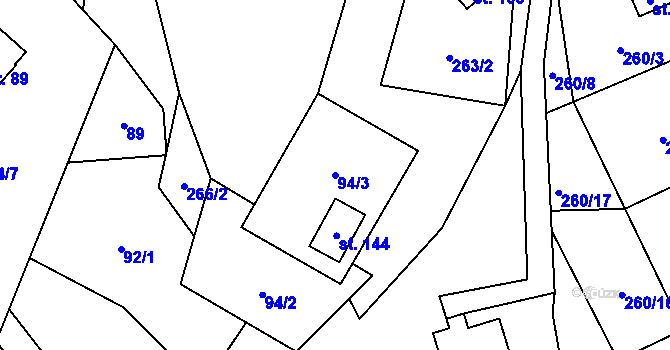 Parcela st. 94/3 v KÚ Klepáčov, Katastrální mapa