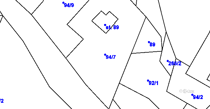 Parcela st. 94/7 v KÚ Klepáčov, Katastrální mapa