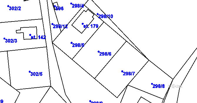 Parcela st. 298/6 v KÚ Klepáčov, Katastrální mapa