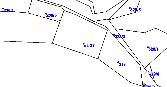 Parcela st. 37 v KÚ Rudoltice u Sobotína, Katastrální mapa