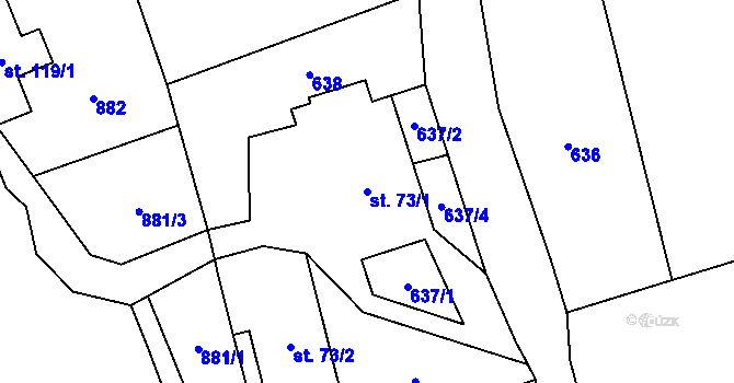 Parcela st. 73/1 v KÚ Rudoltice u Sobotína, Katastrální mapa