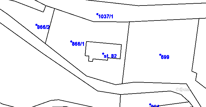 Parcela st. 82 v KÚ Rudoltice u Sobotína, Katastrální mapa