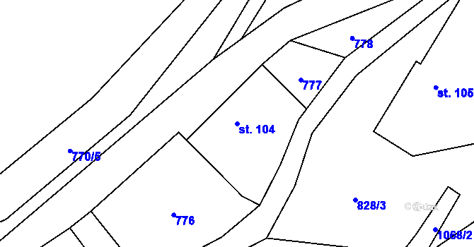 Parcela st. 104 v KÚ Rudoltice u Sobotína, Katastrální mapa