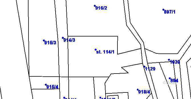 Parcela st. 114/1 v KÚ Rudoltice u Sobotína, Katastrální mapa