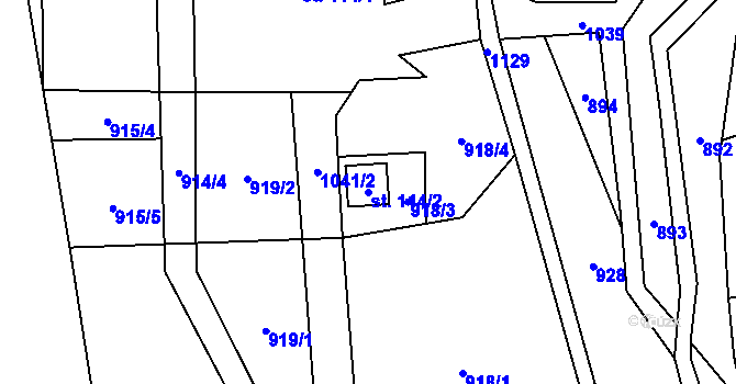 Parcela st. 114/2 v KÚ Rudoltice u Sobotína, Katastrální mapa
