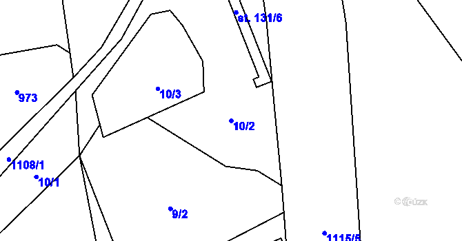 Parcela st. 10/2 v KÚ Rudoltice u Sobotína, Katastrální mapa