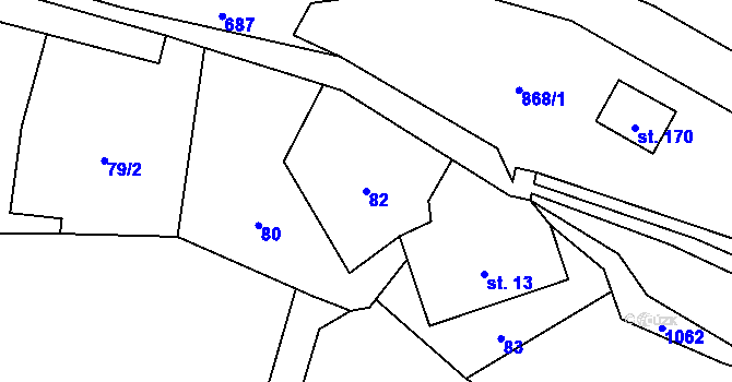 Parcela st. 82 v KÚ Rudoltice u Sobotína, Katastrální mapa