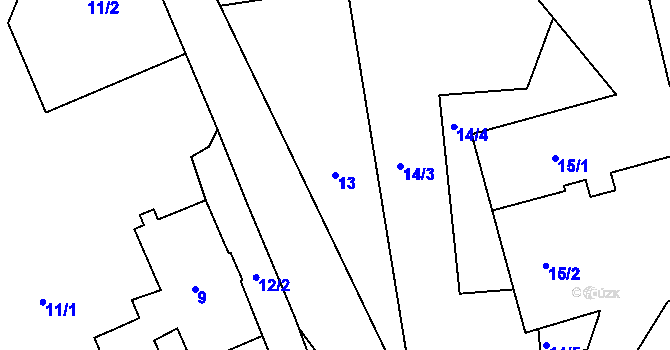 Parcela st. 13 v KÚ Sobotín, Katastrální mapa