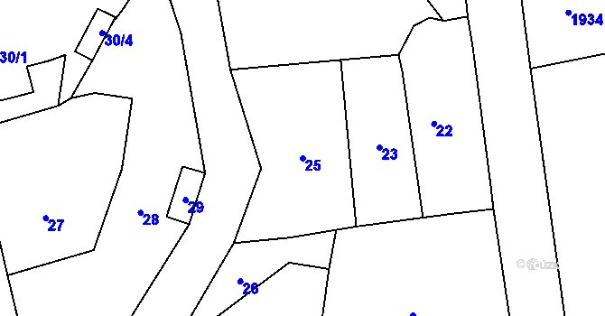 Parcela st. 25 v KÚ Sobotín, Katastrální mapa