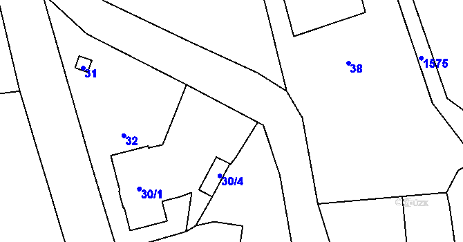 Parcela st. 30/3 v KÚ Sobotín, Katastrální mapa