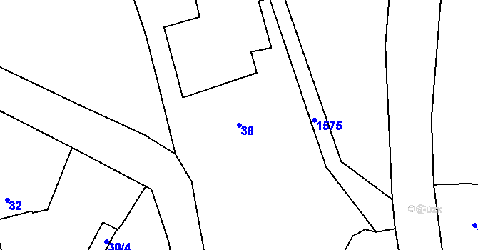 Parcela st. 38 v KÚ Sobotín, Katastrální mapa
