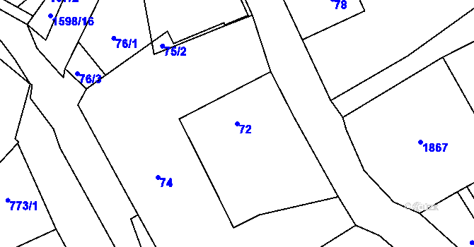 Parcela st. 72 v KÚ Sobotín, Katastrální mapa