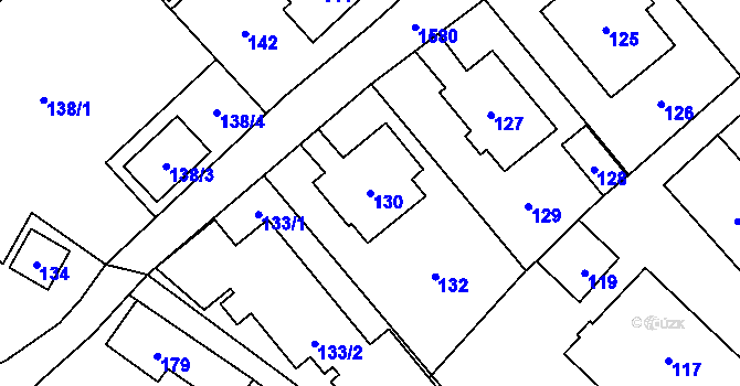 Parcela st. 130 v KÚ Sobotín, Katastrální mapa