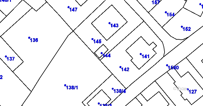 Parcela st. 144 v KÚ Sobotín, Katastrální mapa