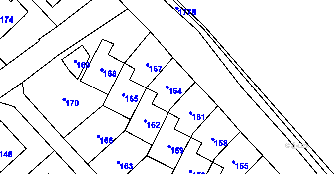 Parcela st. 164 v KÚ Sobotín, Katastrální mapa